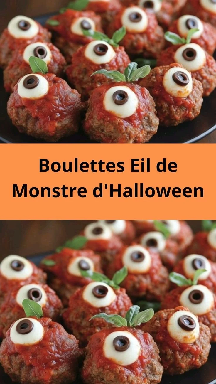 Boulettes Eil de Monstre d'Halloween, recette effrayante et délicieuse.