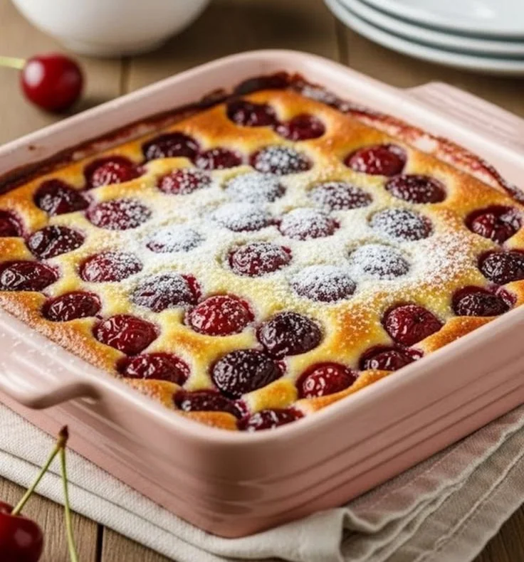 Clafoutis aux cerises moelleux prêt à déguster