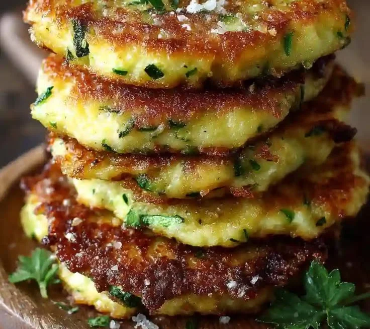 Beignets courgettes croustillants au parmesan, plat savoureux et facile à préparer.