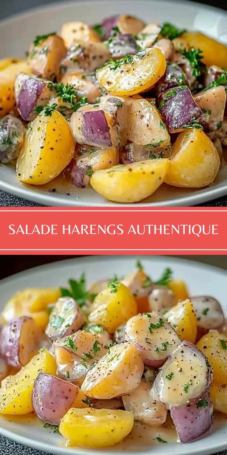 Salade harengs marinés authentique prête à être servie