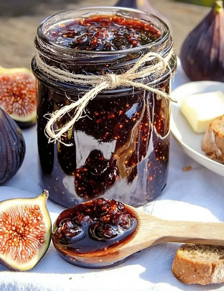 Confiture de figues maison dans un bocal, parfaite pour les tartines