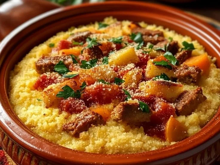 Couscous marocain traditionnel facile, un plat convivial et délicieux.