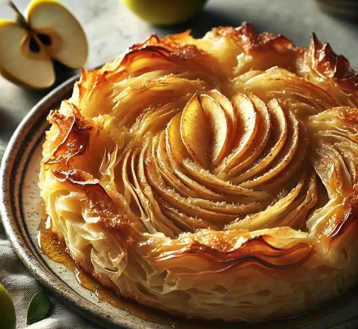 Croustade aux pommes dorée et appétissante sur assiette