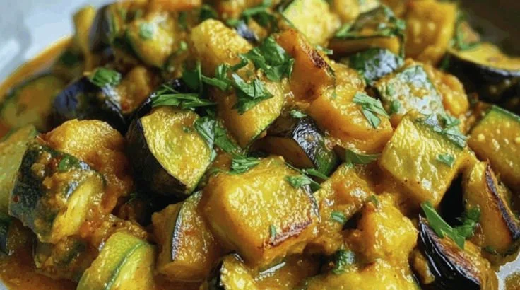 Curry Doux avec courgettes et aubergines, recette végétarienne savoureuse
