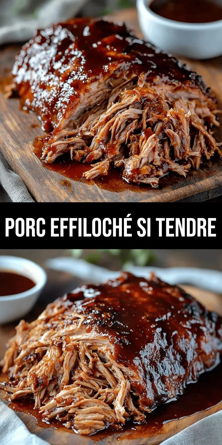 Porc effiloché tendre servi avec des garnitures succulentes