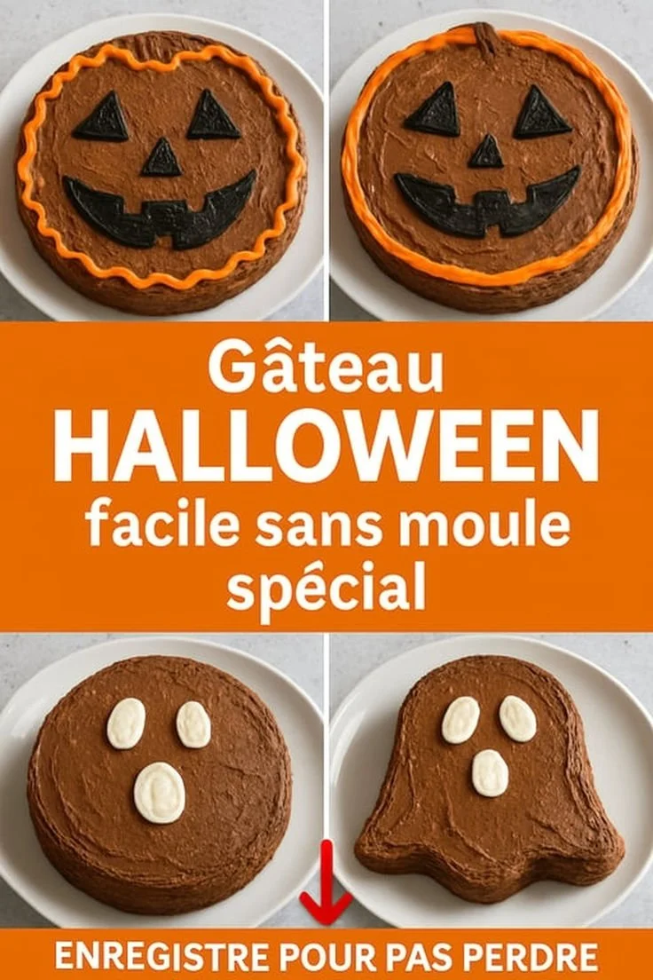 Gâteau Halloween facile sans moule spécial décoré pour la fête d'Halloween