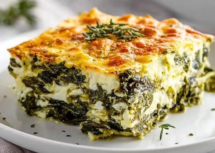 Gratin de Feta et Épinards doré au four, plat savoureux et réconfortant