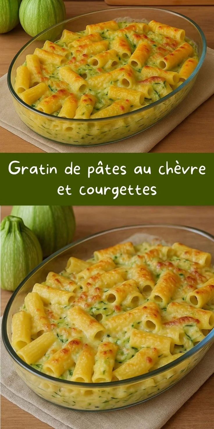 Gratin de pâtes au chèvre et courgettes, plat savoureux et équilibré