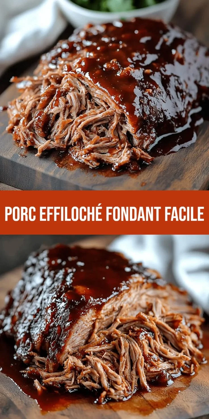 Porc effiloché savoureux prêt à fondre en bouche