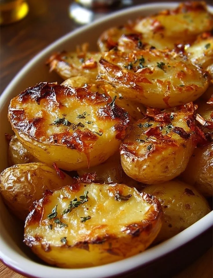Pommes de terre rôties croustillantes et dorées, prêtes à être servies