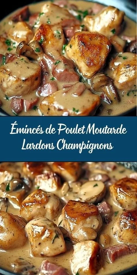 Plat de poulet à la crème et aux champignons, idéal pour un dîner réconfortant.