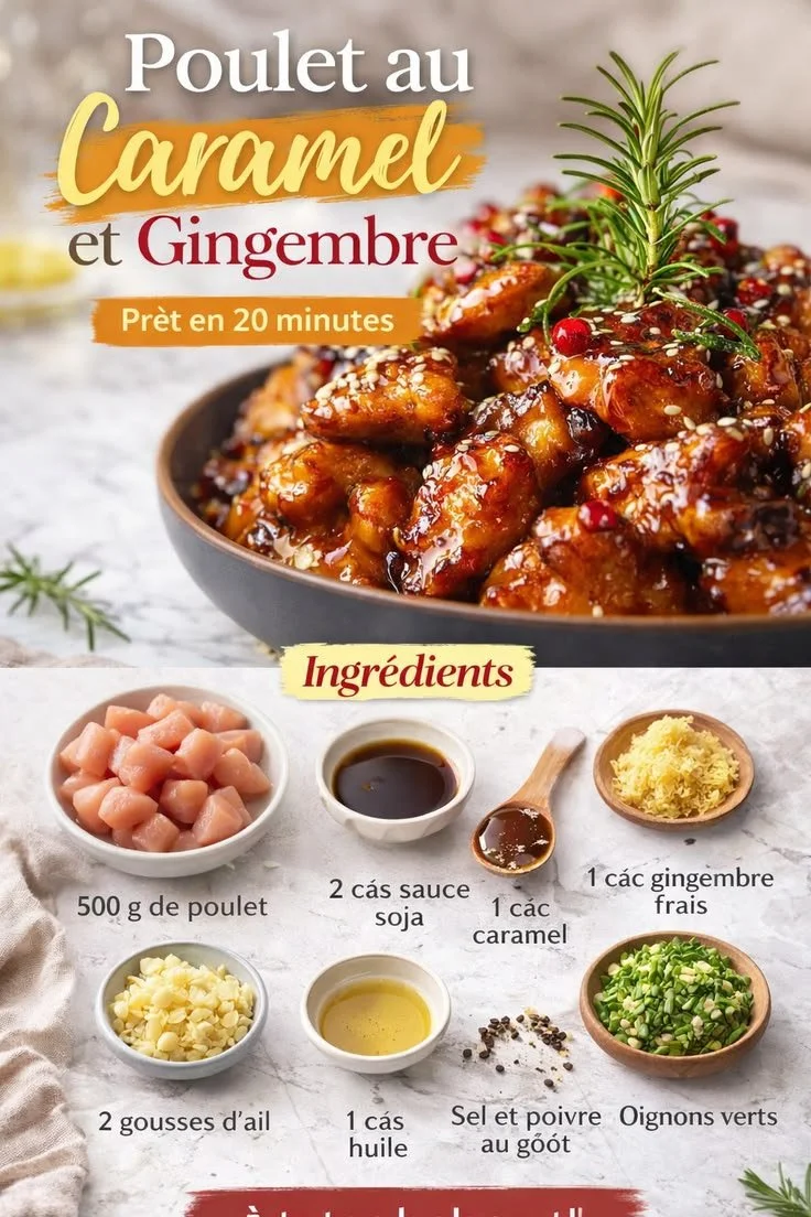 Recette de poulet caramel au gingembre pour un dîner rapide et savoureux