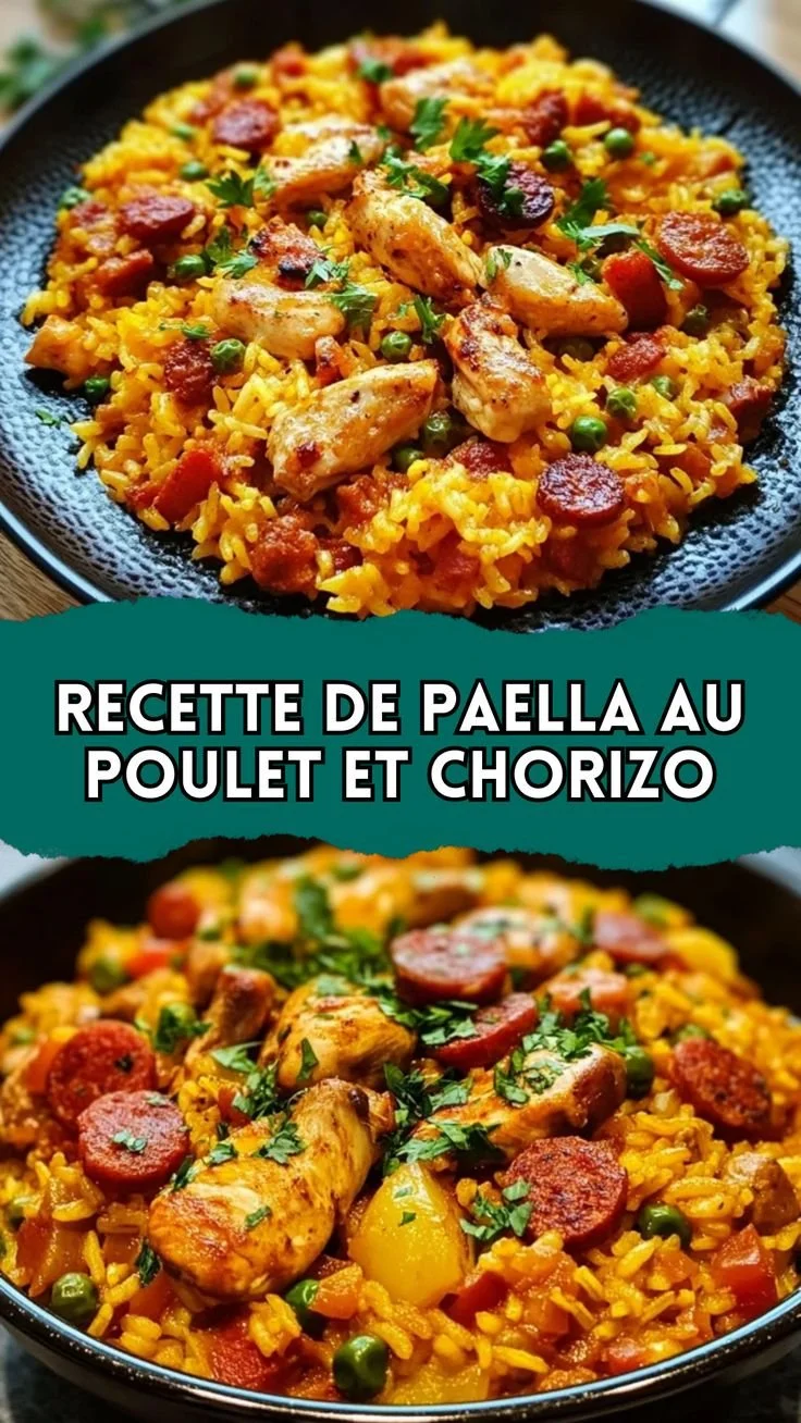 Paella au poulet et chorizo, un plat savoureux à déguster