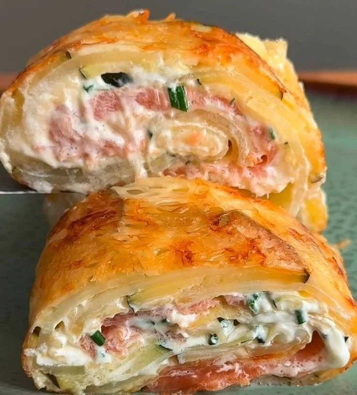 Roulé de Pommes de Terre et Saumon Fumé