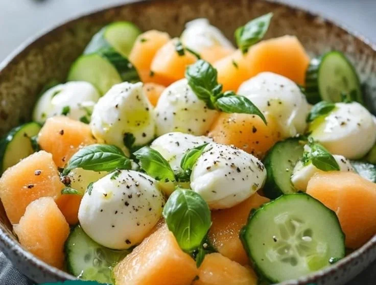 Salade de melon, concombre et feta
