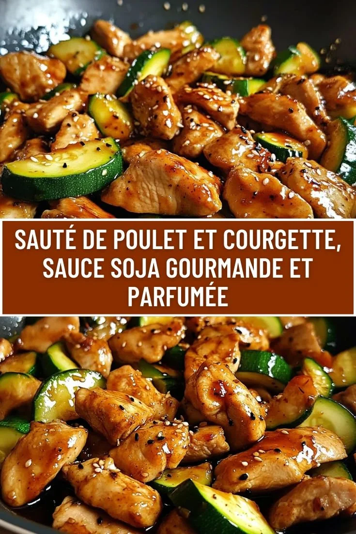 Sauté de Poulet avec courgette et sauce soja, plat savoureux et parfumé