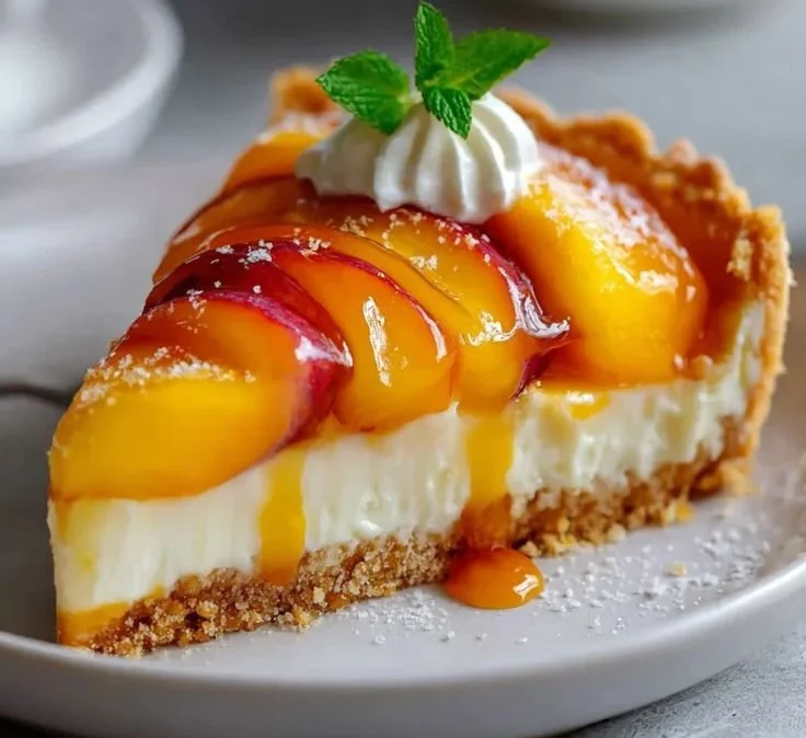 Tarte au mascarpone et à la pêche, un dessert crémeux et délicieux