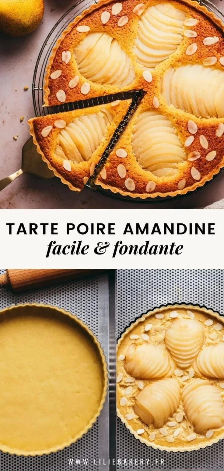 Tarte Poire Amandine savoureuse avec amandes et poires fraîches