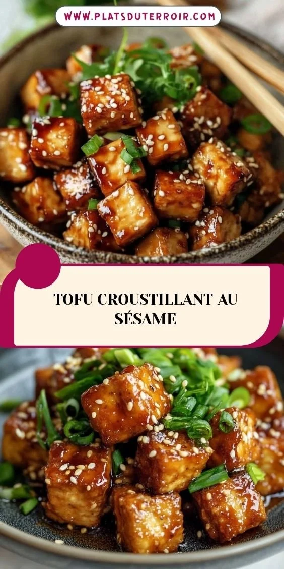 Tofu croustillant au sésame accompagné de légumes colorés