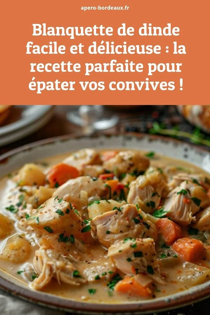 Blanquette de dinde facile et délicieuse servie dans un plat