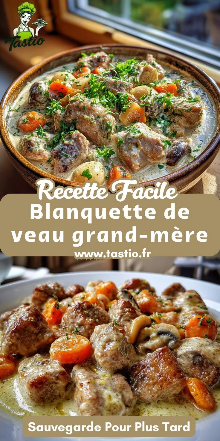 Blanquette de veau grand-mère, plat crémeux avec une sauce veloutée