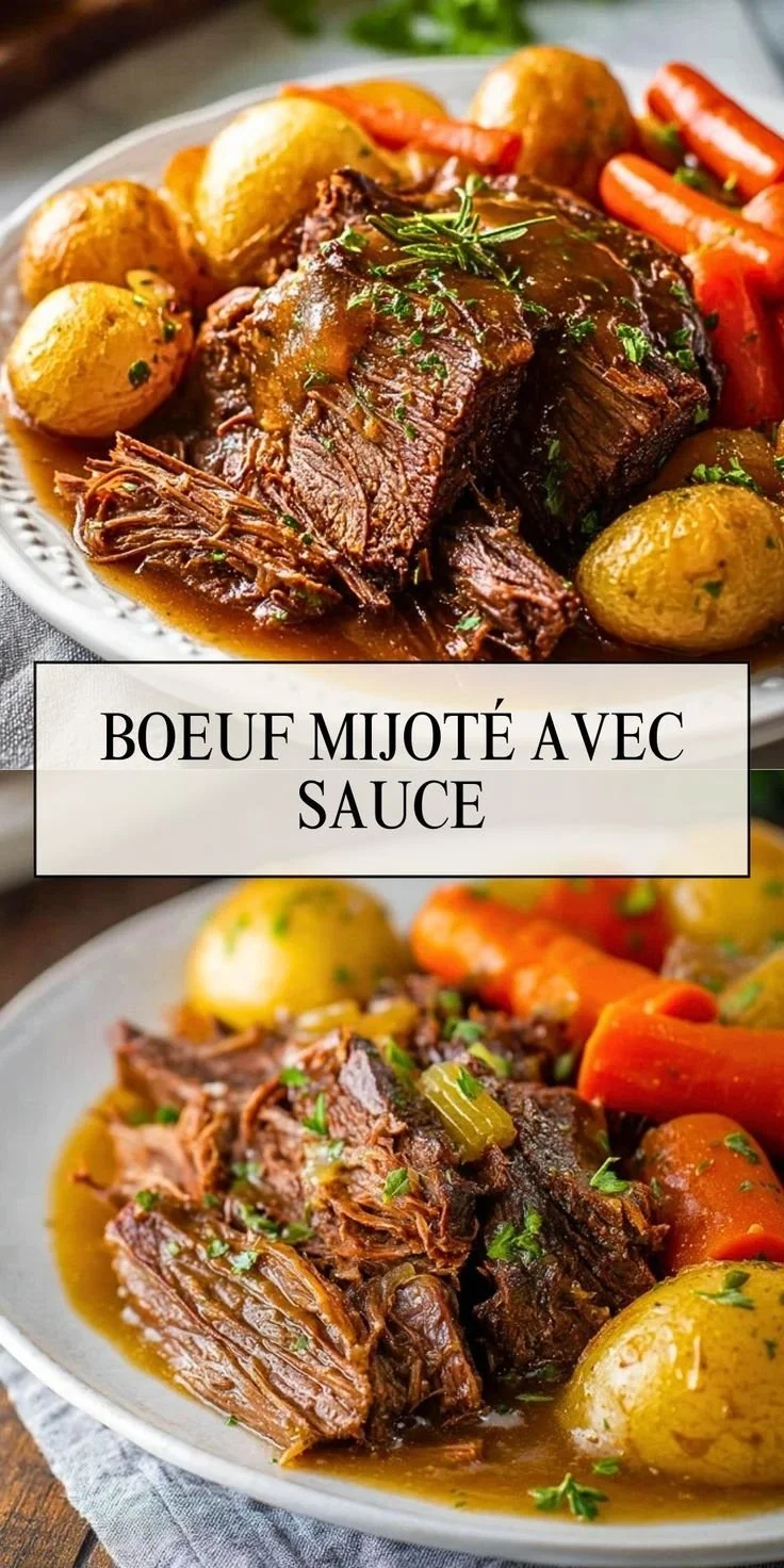 Boeuf Mijoté Avec Sauce, un plat délicieux et réconfortant en mijoteuse