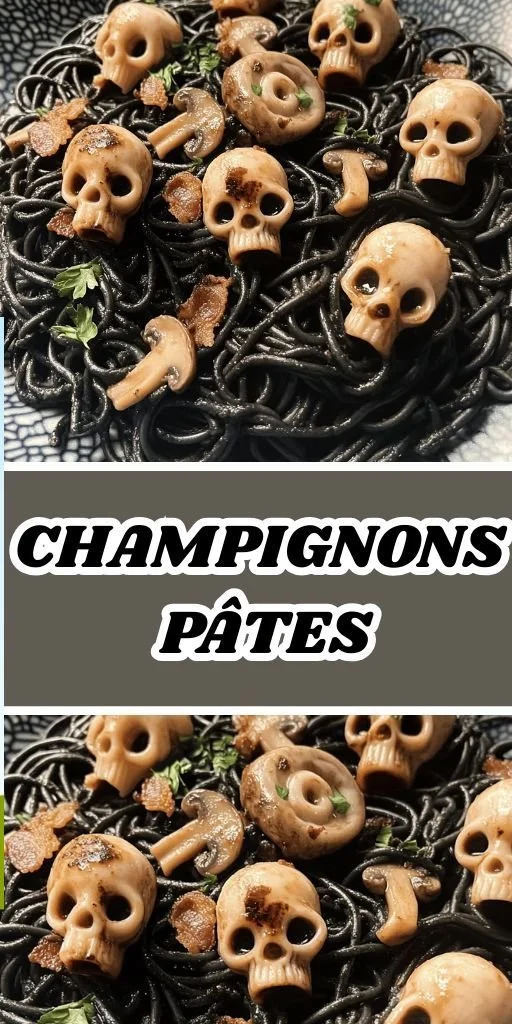 Recette de pâtes effrayantes aux champignons crânes pour Halloween