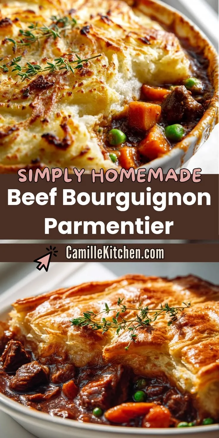 Crémeux Hachis Parmentier au boeuf bourguignon, un plat traditionnel Français.