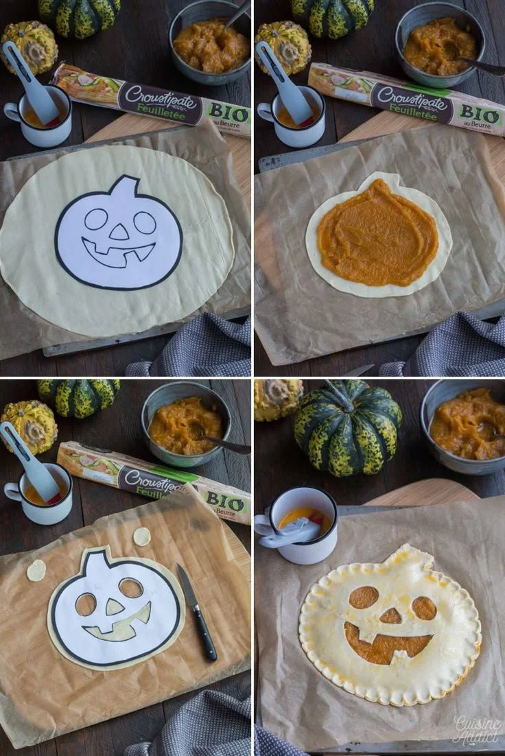 Galette feuilletée au potiron garnie, prête à être dégustée