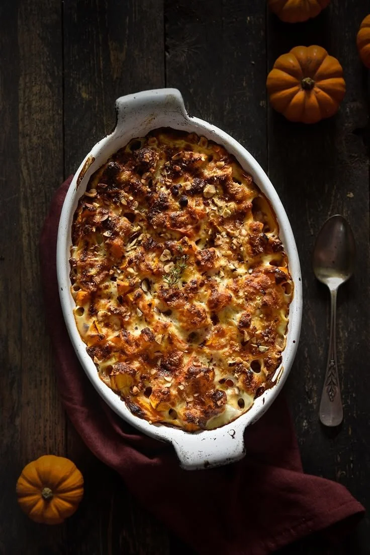 Gratin de butternut aux châtaignes et noisettes, délicieux plat d'automne