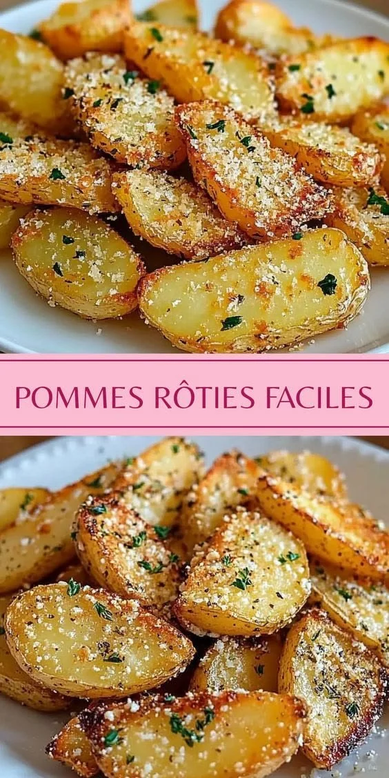 Pommes de terre rôties à l'ail et au parmesan dans un plat