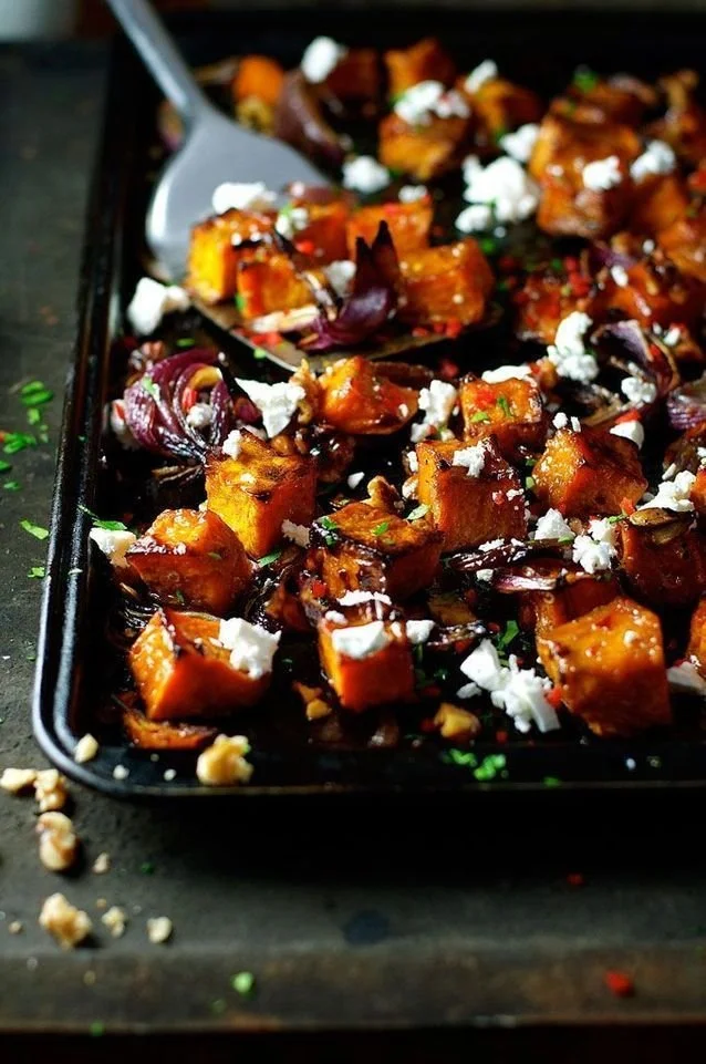 Potiron rôti au sirop d’érable et feta, plat savoureux et réconfortant