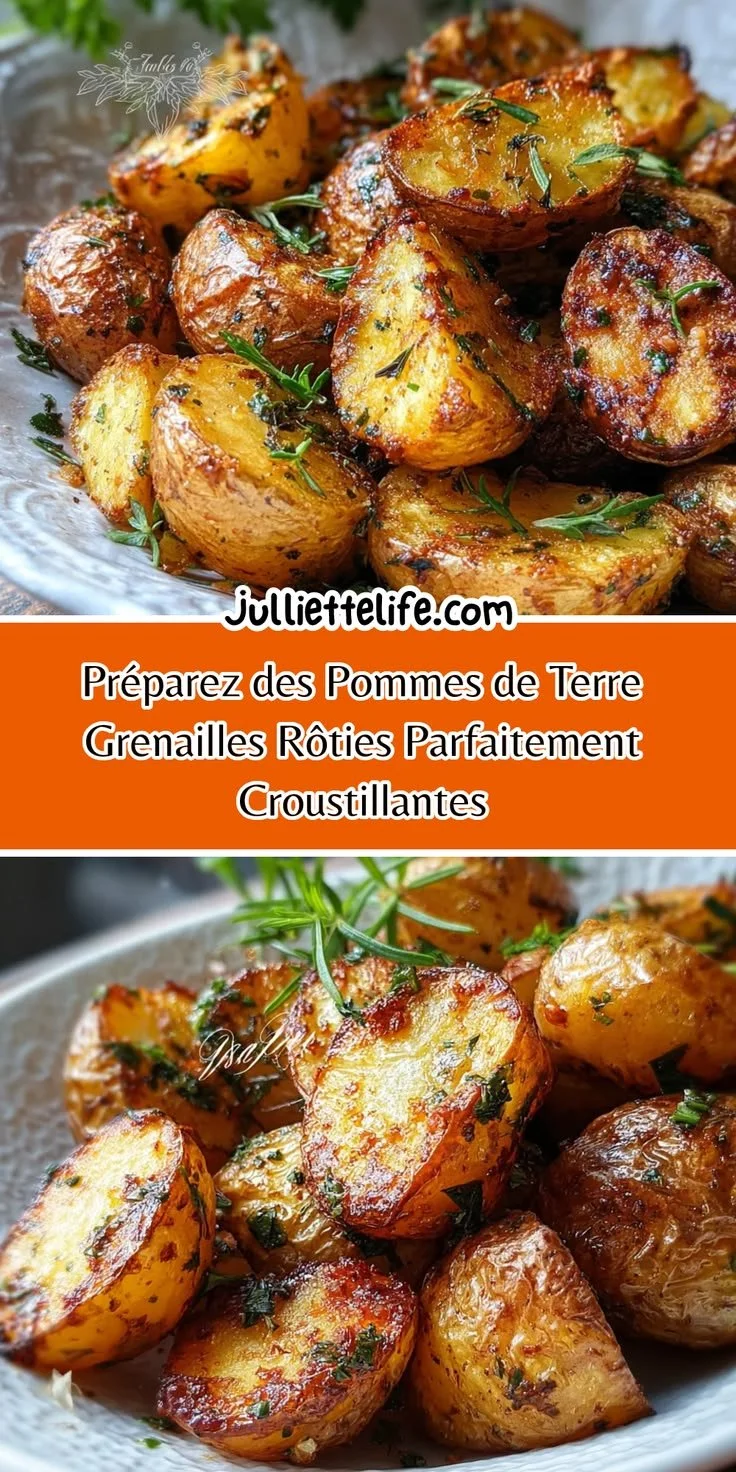 Pommes de Terre Grenailles rôties croustillantes sur une assiette