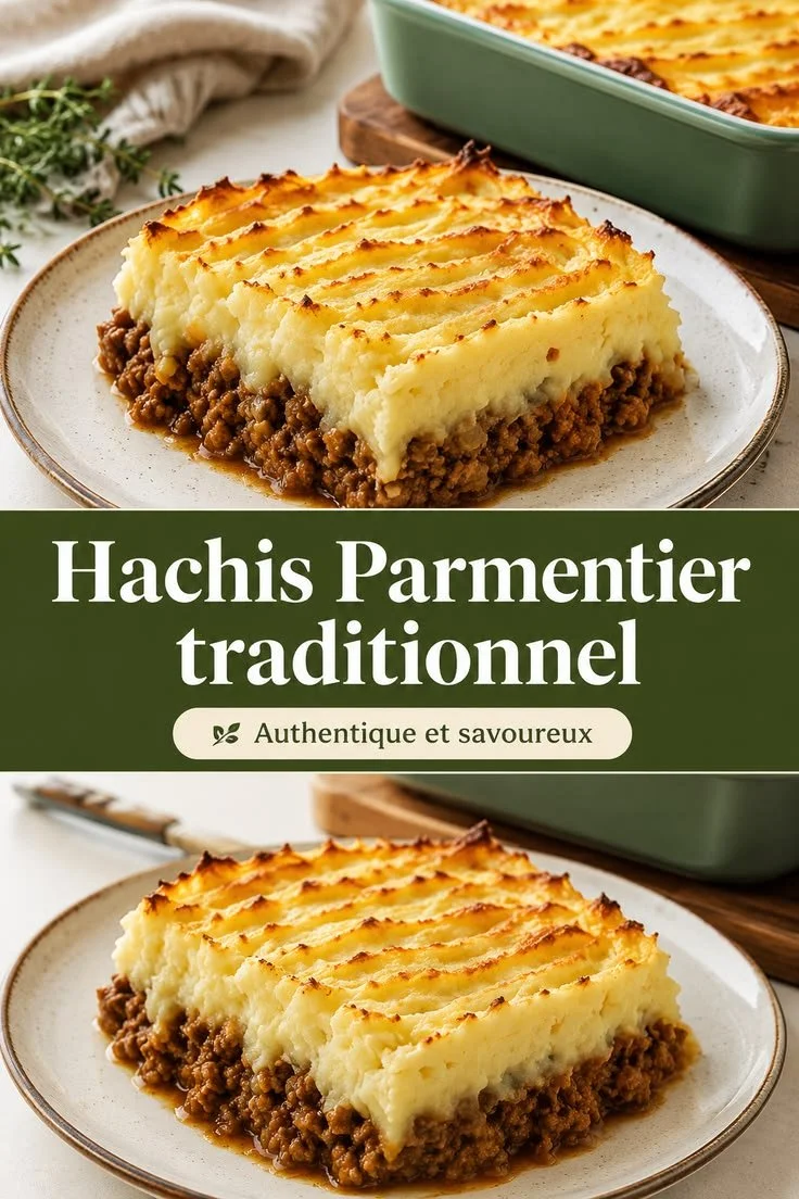 Plat de hachis parmentier traditionnel fait maison avec purée et viande