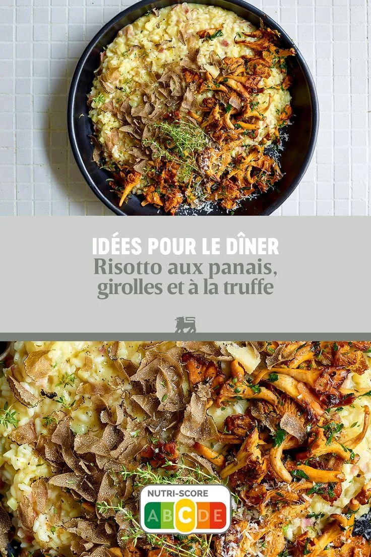 Risotto aux panais, girolles et truffe dans une assiette élégante
