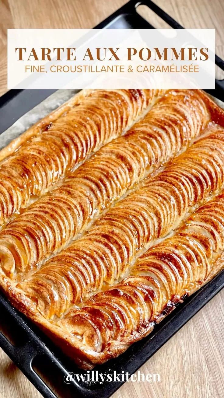 Tarte Fine aux Pommes maison avec pâte feuilletée inratable.