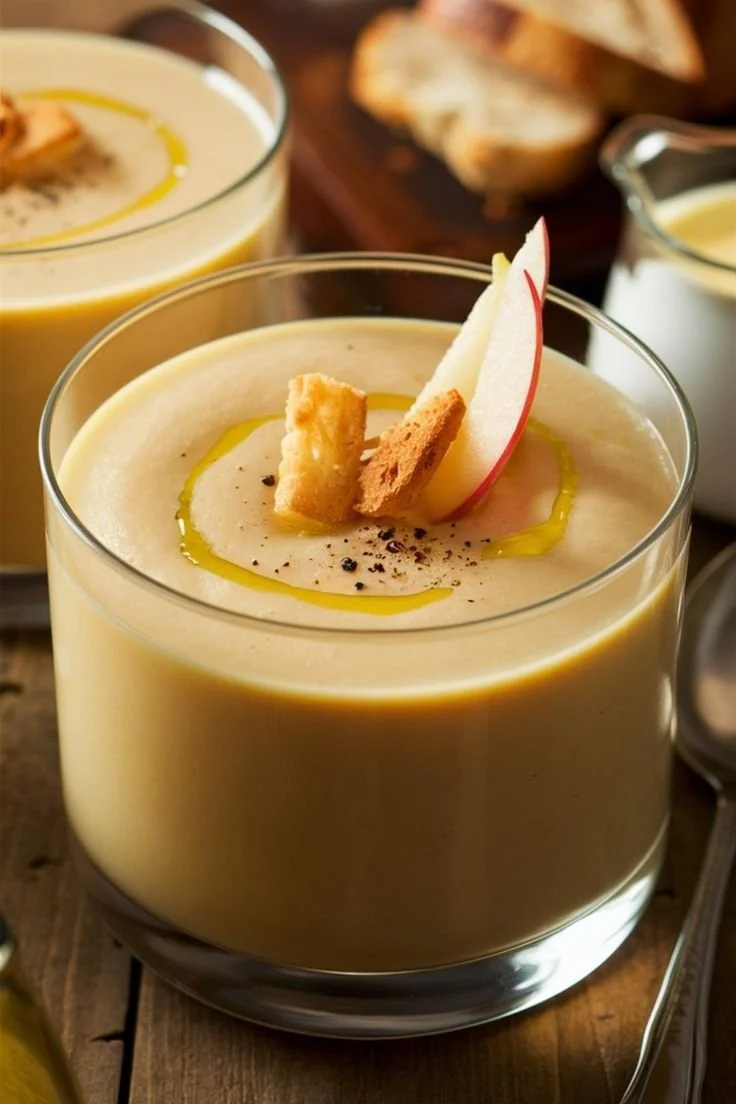 Velouté de panais et pommes dans un bol, recette végétarienne chaleureuse